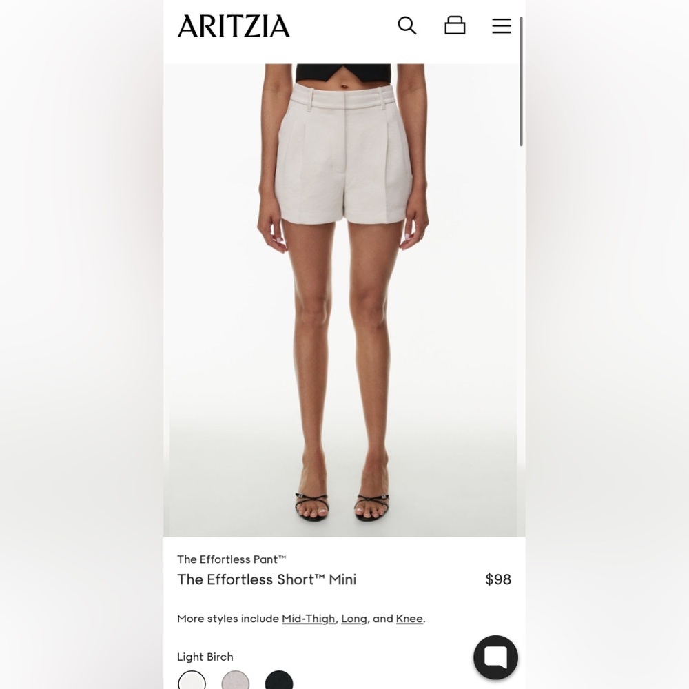 NWT Aritzia Light Birch Women's Effortless Shorts